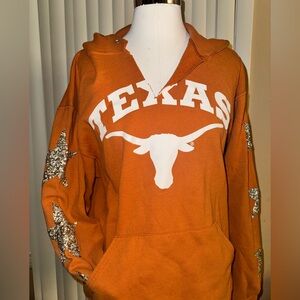 Texas Longhorns hoodie with silver glitter stars
